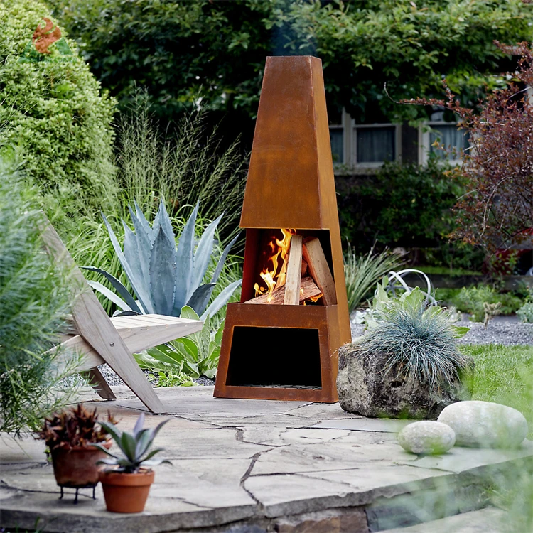 Corten Steel Modern Outdoor Fireplace Fire Surround Fireplace Fireplaces