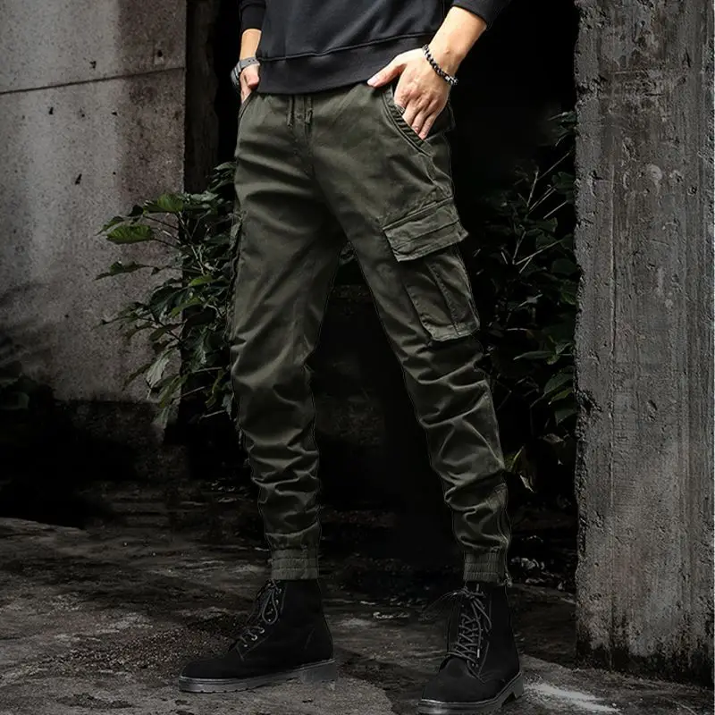 Men\'s Hiking Cargo Pants 4XL Multi-Pocket Cotton Casual Pants Men Hip Hop Green Cargo Pants Male Outdoor Hiking Tactical Slim