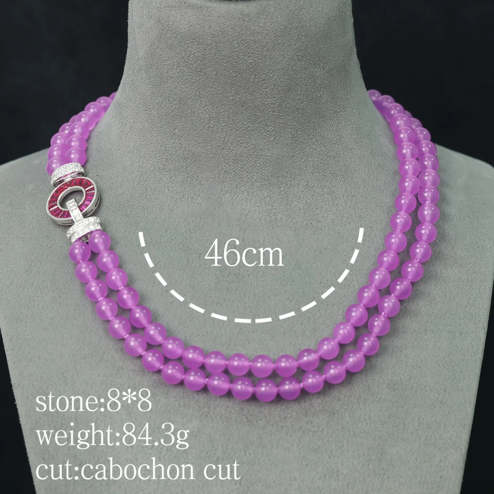 WUIHA Vintage 925 Sterling Silver Purple Jade Ruby High Carbon Diamonds Gemstone Beads Chain Pendant Necklaces Fine Jewelry