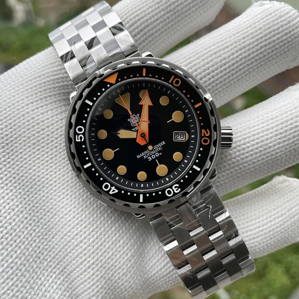 STEELDIVE Official SD1975V 47.5mm Stainless Steel Case Super Luminous Black Dial 300M Waterproof NH35 Automatic Mens Dive Watch