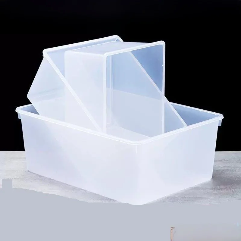 

Transparent Plastic Storage Box Rectangle Shape No Cover Refrigerator Organizer Box White Color Food Storage Container