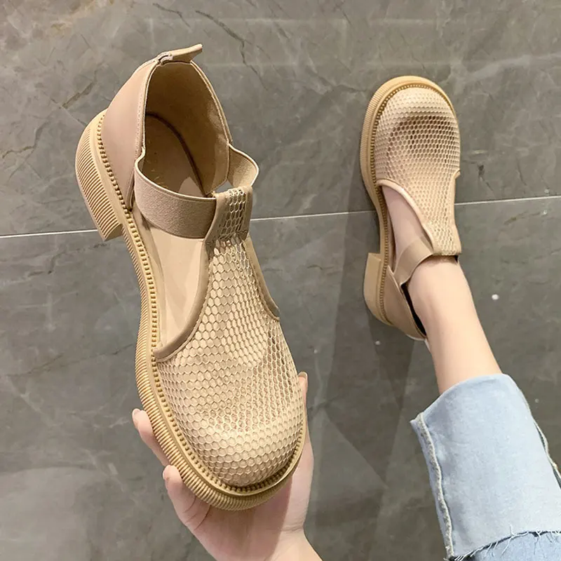 2024 Summer Sale Of Women\'s Shoes Luxury Sandals Breathable Med Suit Female Beige New Fashion Lace Outside Comfort Laces Medium