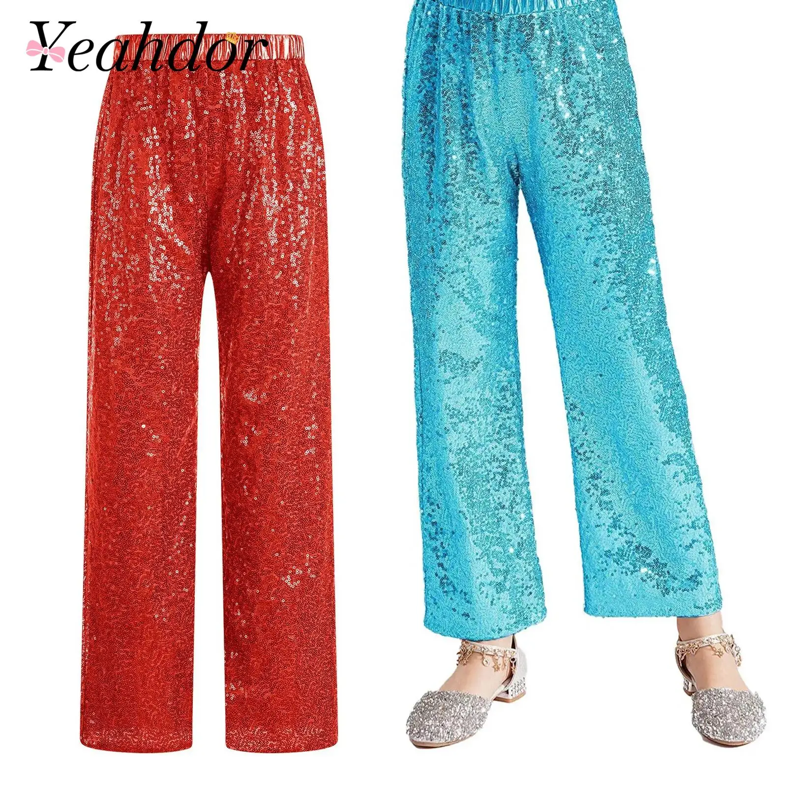 Children's Pants Big Girls Sequins Pants Hip Hop Trousers Music Festival Jazz Dance Performance Costume Street Dance Streetwear