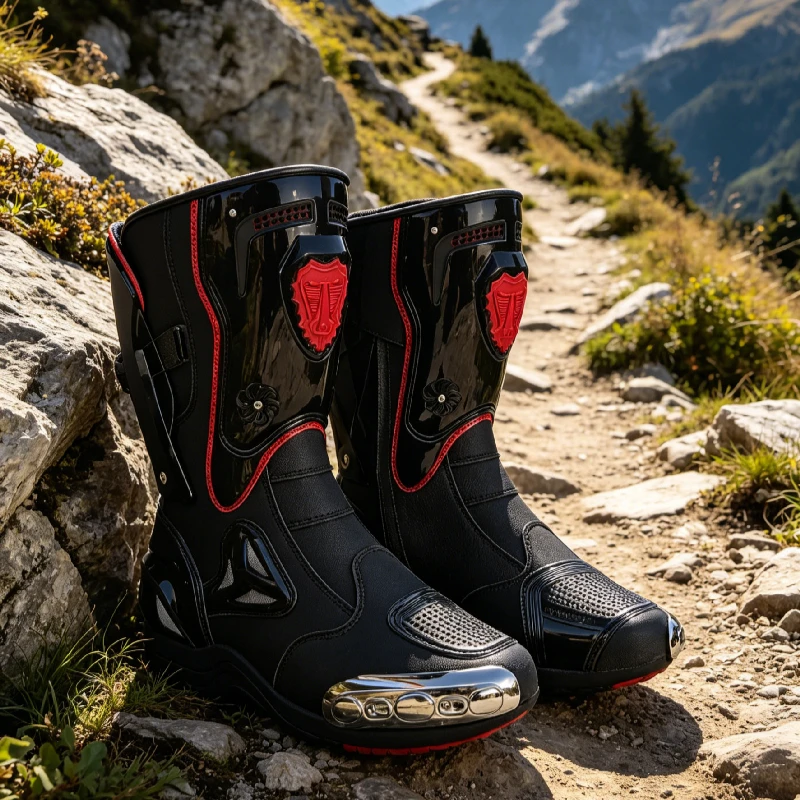 JG.WOLVES Motorcycle Shoes Anti-Fall Riding Boots Man Waterproof Motorcycle Boots Trainer Boots for Motor Botas Moto Hombre