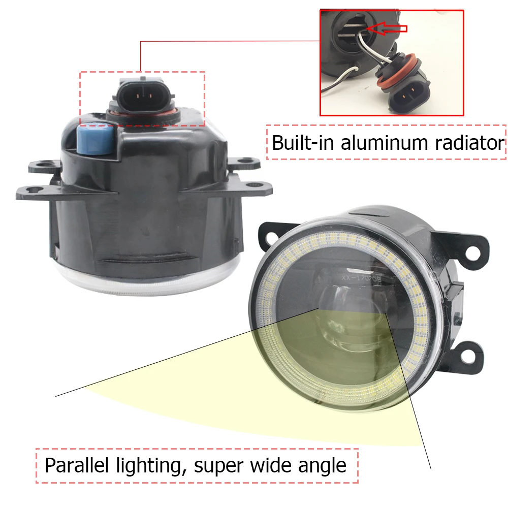 Led Fog Lights Assembly Lens Angel Eye DRL Daytime Running Light or Fog Lamp Shade Cover for Ford Edge II 2015 2016 2017 2018 detail image 5