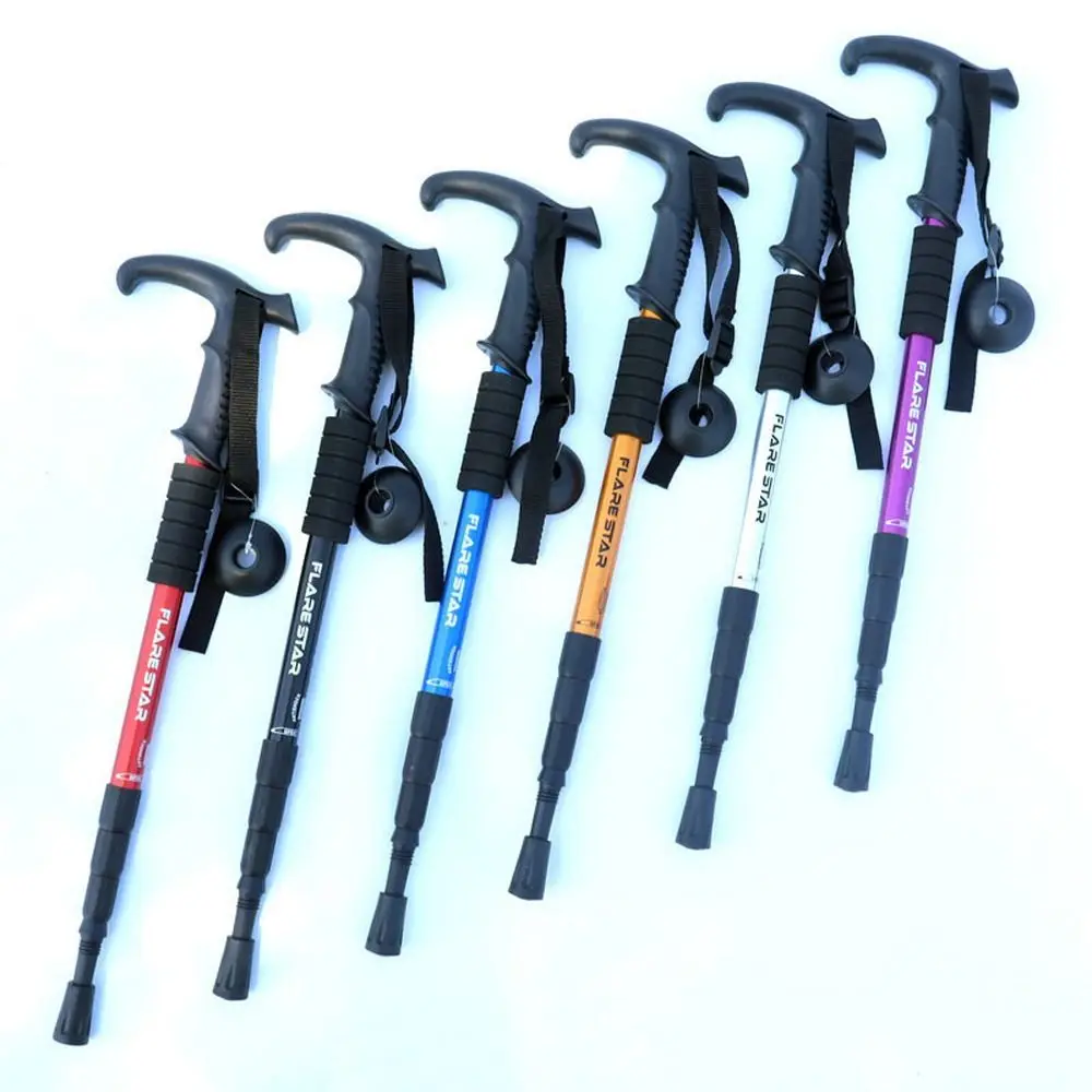 

4 Section Trekking Poles Folding Wear-resistance Walking Stick Removable Aluminium Alloy Foldable Crutches Outdoor Exploration