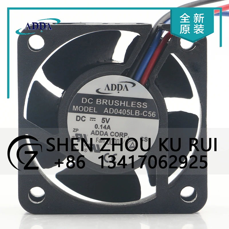Original ADDA AD0405LB-C56 5V 0.14A 4CM 4020 40X40X20MM 3-pin dual ball bearing cooling fan