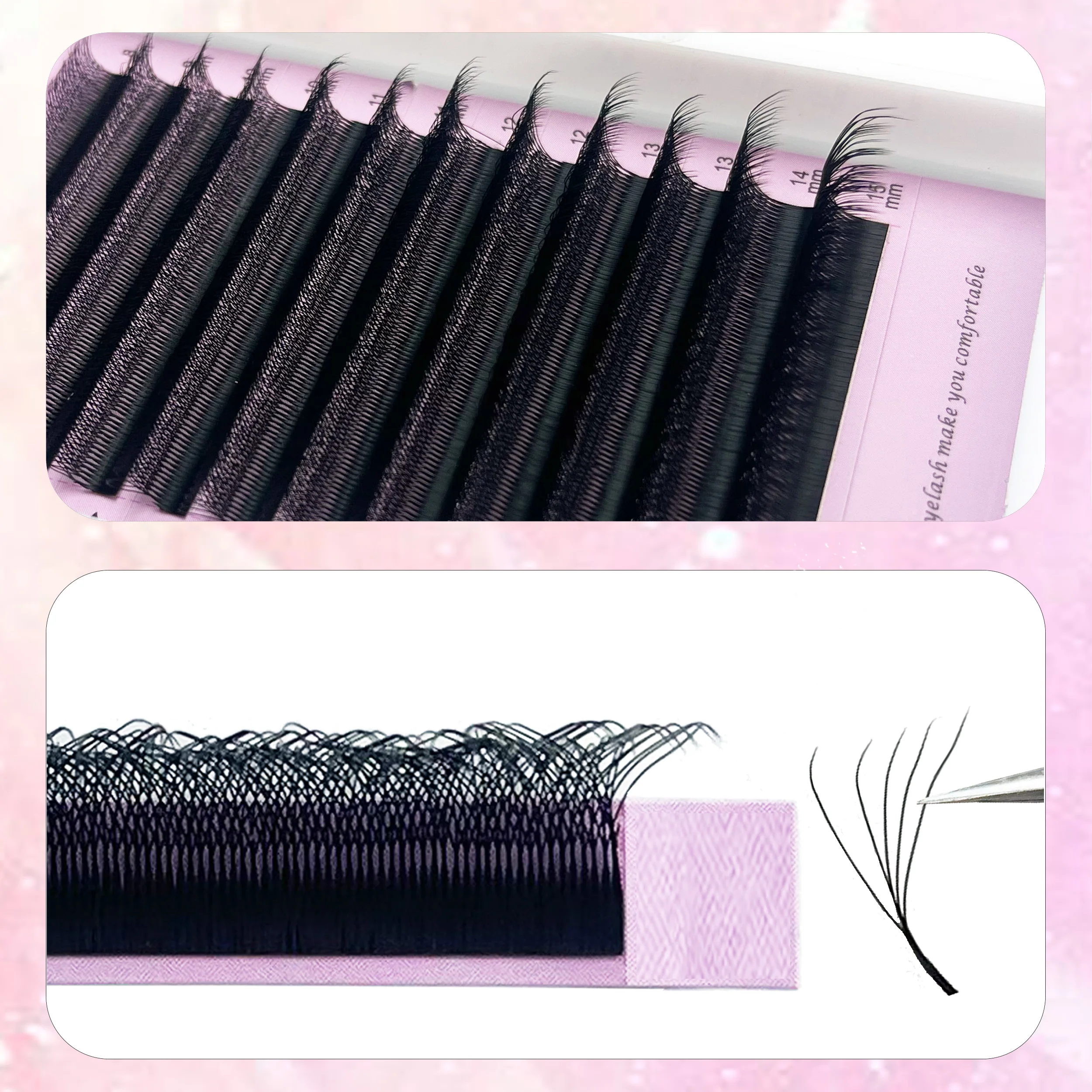 MIOFIA-extensión de pestañas en forma de W, pestañas postizas 3D 4D 5D 6D, ventiladores prefabricados, herramienta de maquillaje de pestañas individuales suaves y naturales ligeras