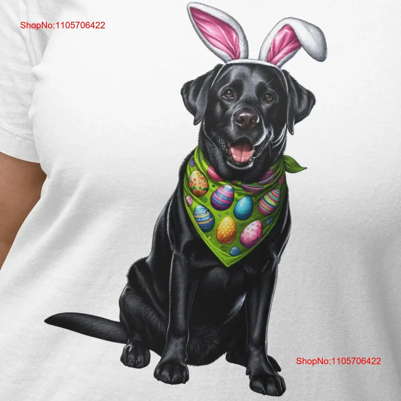 Easter Labrador Retriever T Shirt Holiday Dog Lover Top Spring Festive PeT with Bunny Ears and Eggs for Him Her vintage Washed