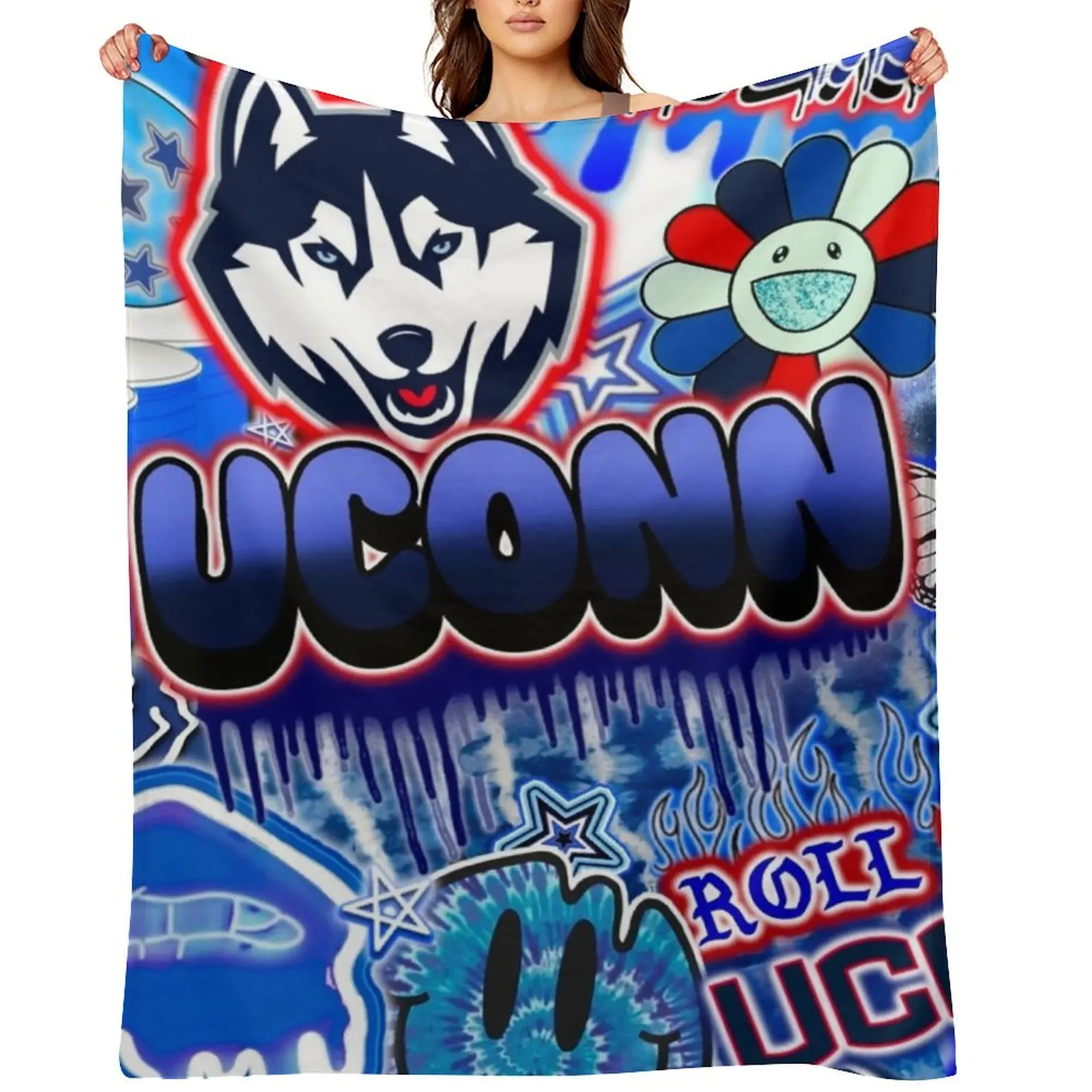 

U C O N N Throw Blanket funny gift Luxury Sofas Multi-Purpose Blankets