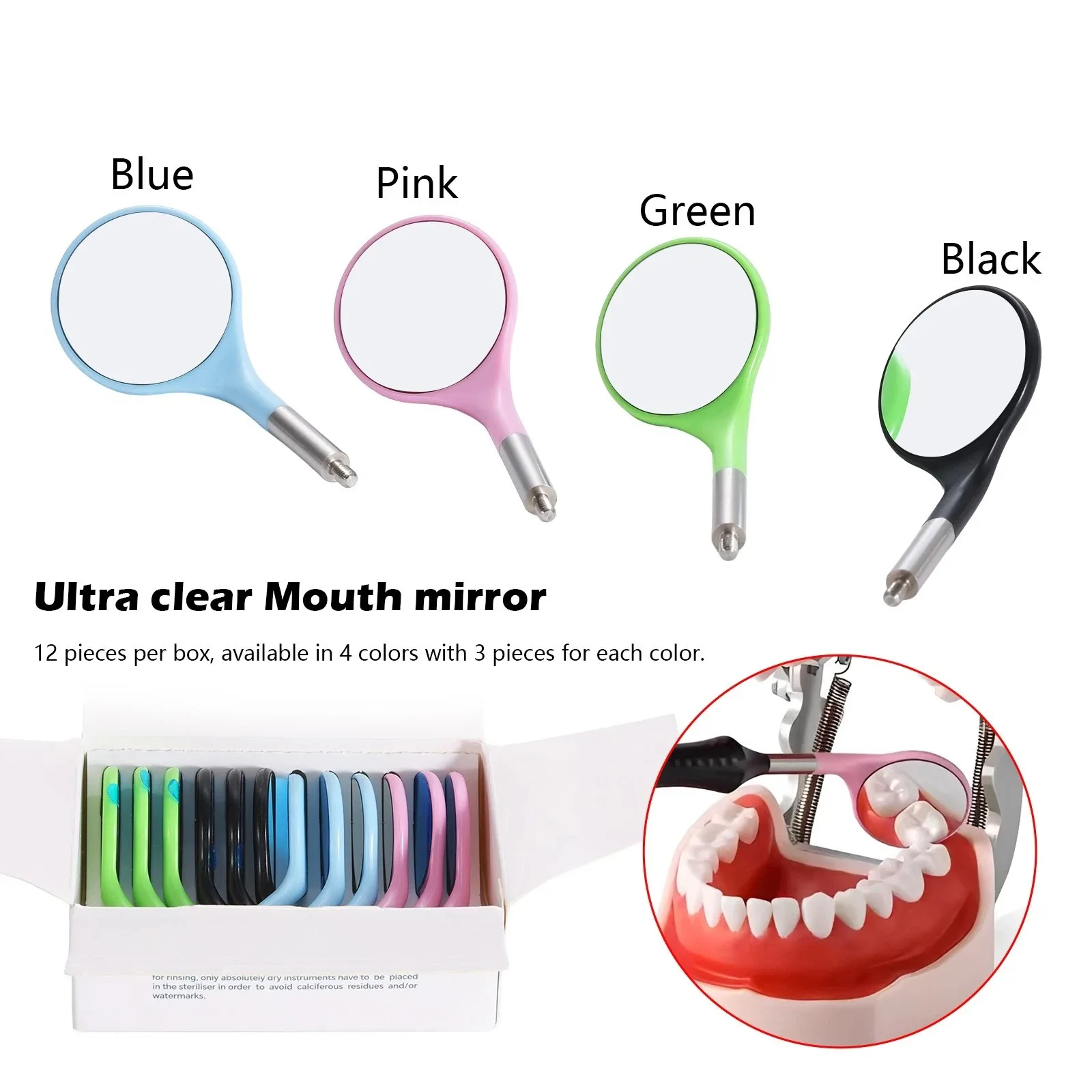 

Набор из 12 зеркал для осмотра полости рта с цветными головками