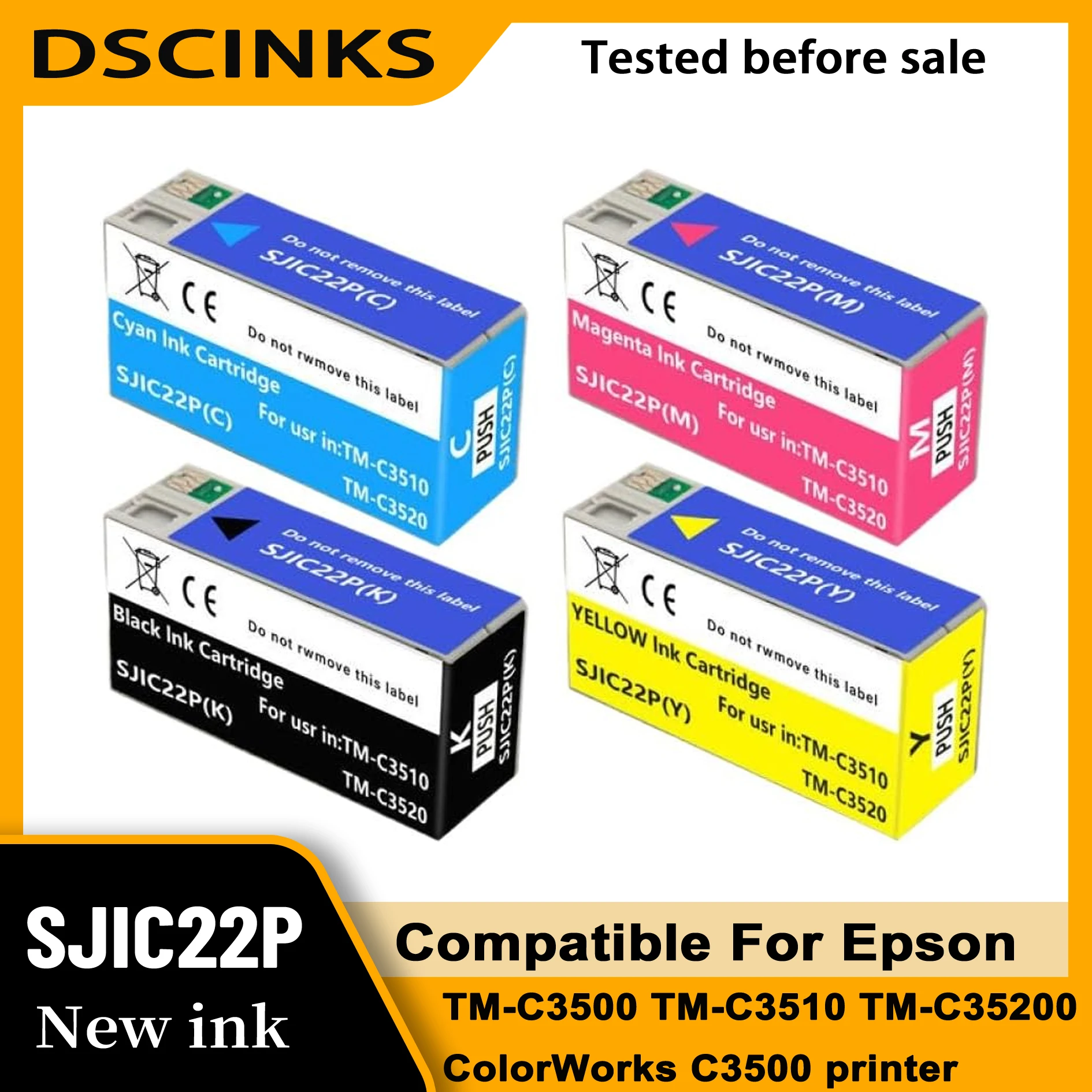 

EU Version SJIC22P Cartridge For Epson ColorWorks C3500 TM-C3500 TM‑C3510 TM‑C3520 Label Printer with SJIC22P Chip