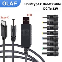 Olaf USB/Type C Power Boost Cable WiFi to Powerbank Cable Connector DC 5V to 12V Cable Boost Converter for Wifi Router Modem Fan