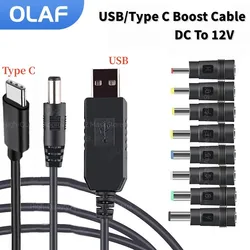 Olaf USB/Type C Power Boost Cable WiFi to Powerbank Cable Connector DC 5V to 12V Cable Boost Converter for Wifi Router Modem Fan
