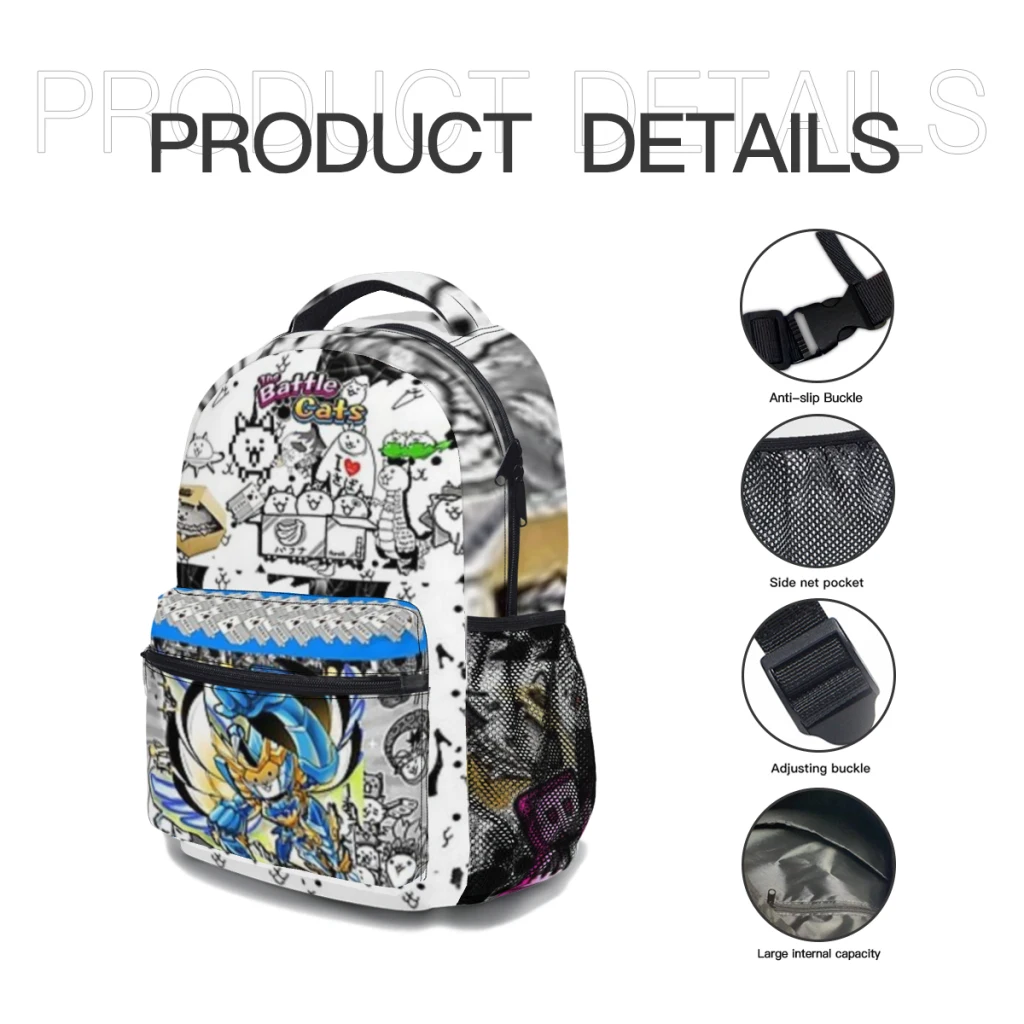 Battle Cats - Cosmo Versatile Backpack Large Capacity Waterproof Backpack Washable Computer Bag Unisex