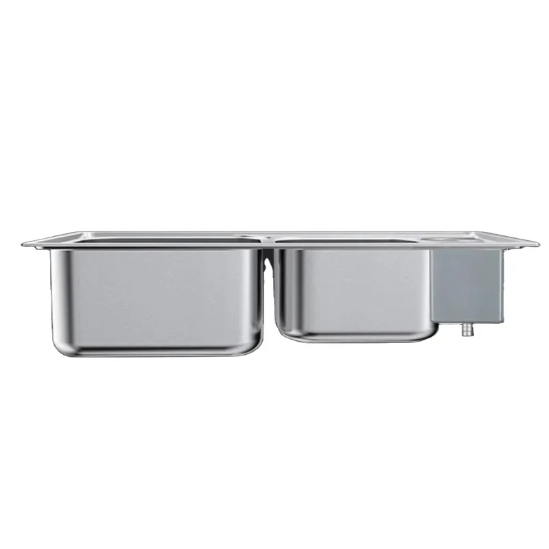 Large Double-sink Integrated Multi-functional Kitchen, Thickened Countertop and Undertop Sink, SUS304 Stainless Steel Sink