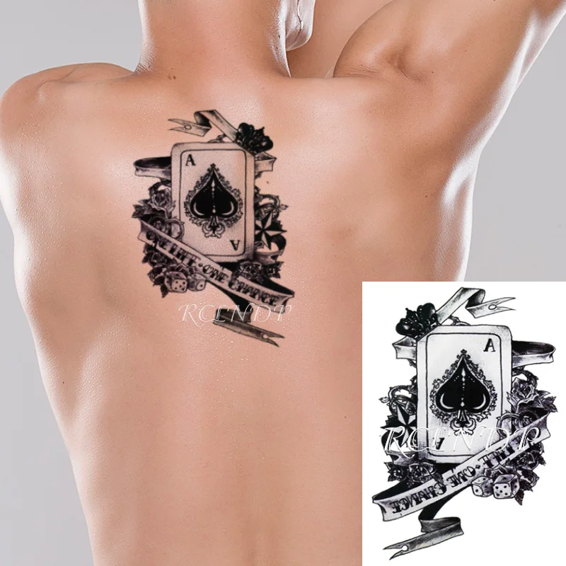 Waterproof Temporary Tattoo Sticker Playing Cards Letter Flower Body Art Flash Tatoo Fake Tatto Stickers for Girl Men Women