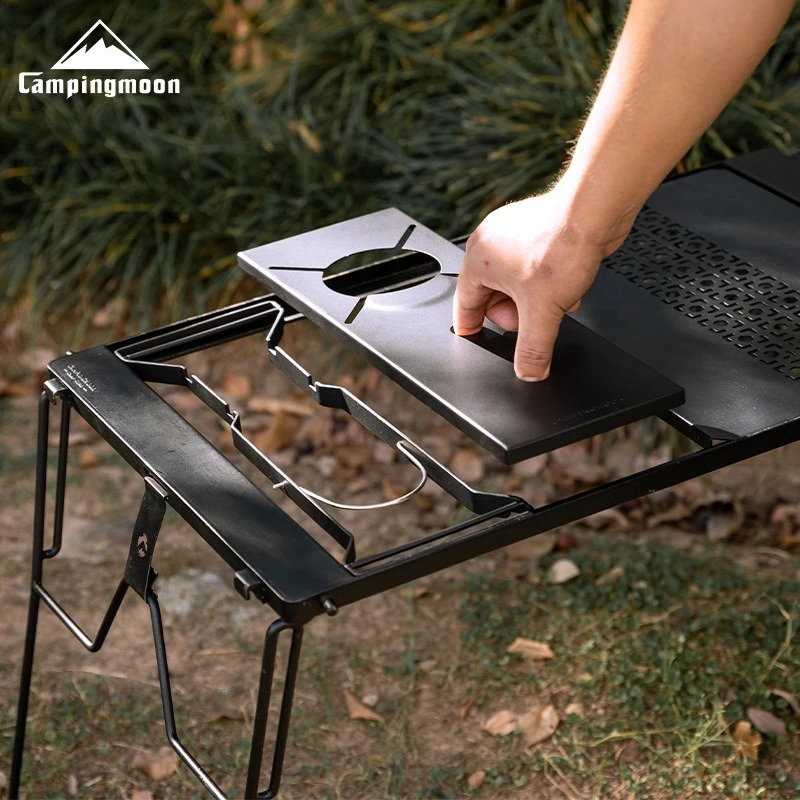 

CAMPINGMOON GT-12 Spider Furnace: Полунастольная плита из нержавеющей стали с поддоном для газового баллона, совместимая с SOTO Spider Furnace и IGT Table Plate