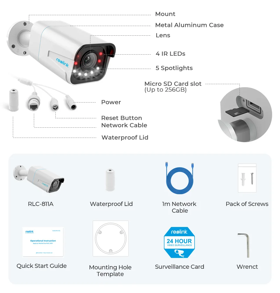 Imagem -06 - Reolink-câmera de Vigilância por Vídeo ao ar Livre Segurança Doméstica Proteção Zoom Óptico 5x Cctv Poe 8mp Rlc811a ip 4k