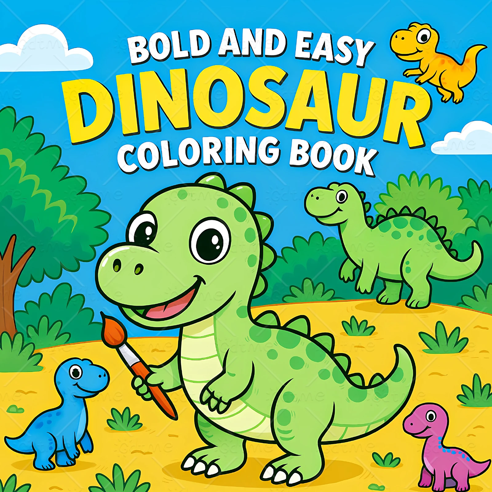 DINOSAUR Bold-easy Patterns Coloring Book for Adults Cute Drawing Book Perfect Painting Gift for Party and Birthday