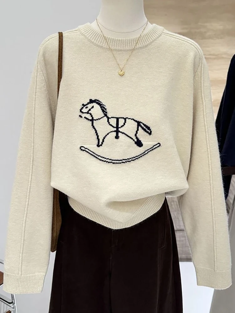 Damen Thiened Loose Gestrickter runder Ne-Pullover Casual Sle Winter Neuankömmling Bequemes warmes langes Sve-Top