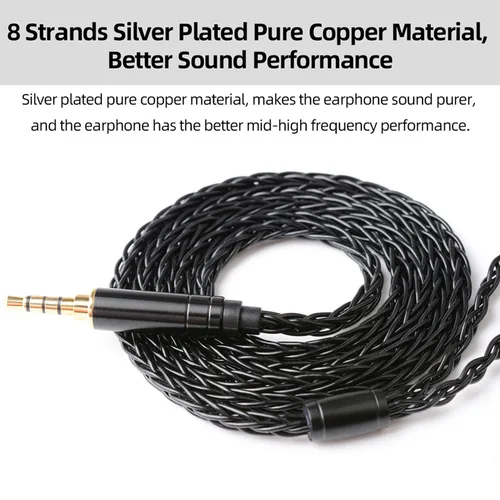 Imagen 2 del producto NICEHCK BlackWheat Cable de micrófono de cobre Chapado en plata de 8 núcleos MMCX/QDC/0,78 2 pines con micrófono para DB1 DB3 AS10 EDX CA4 C12