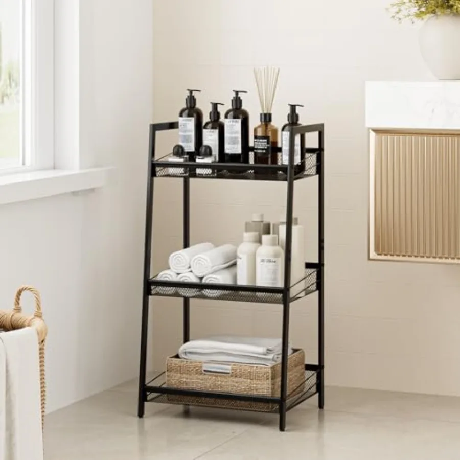 

3 Tier Bathroom Shelf, Bathroom Organizer and Storage for Small Space, Free-Standing Metal Rack Shelves Waterproof for Kitchen,