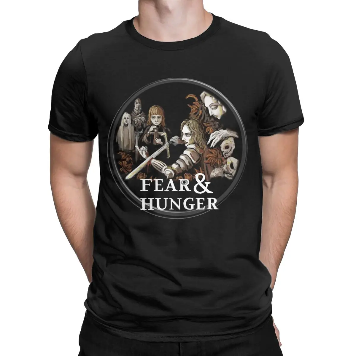 Fear And Hunger Indie Game Icon T Shirt Men's Cotton Vintage T-Shirt O Neck Tee Shirt Short Sleeve Clothing Plus Size