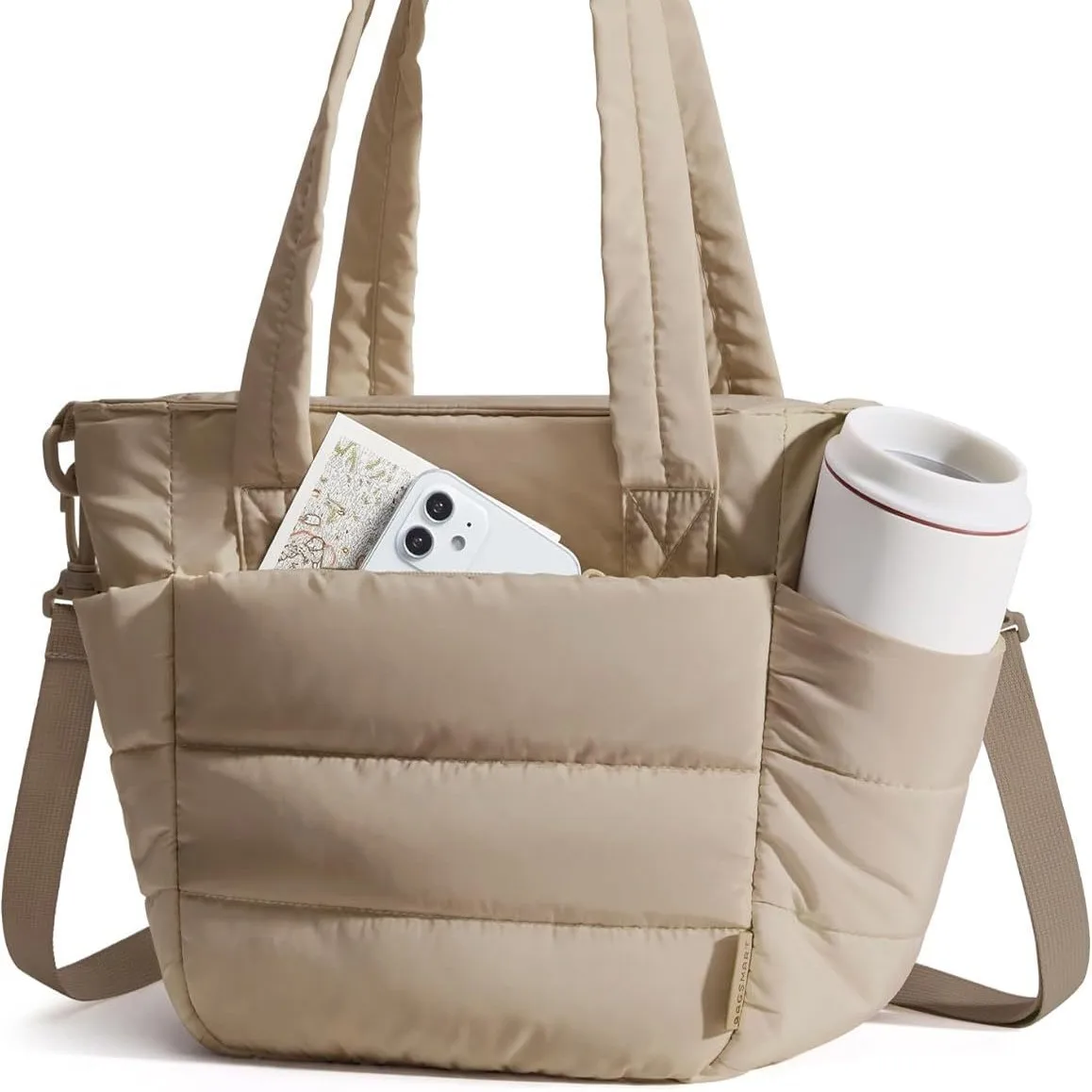 

Large-capacity handbag portable and multi-functional storage bag compartments and zipper shoulder bag