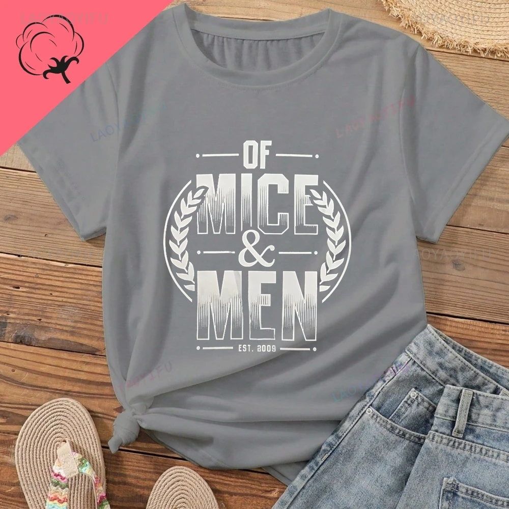 من الفئران والرجال - (تي شيرت OM&M Retro Band Style بأكمام قصيرة لكل من الرجال والنساء، تي شيرت قطن 100%) #5