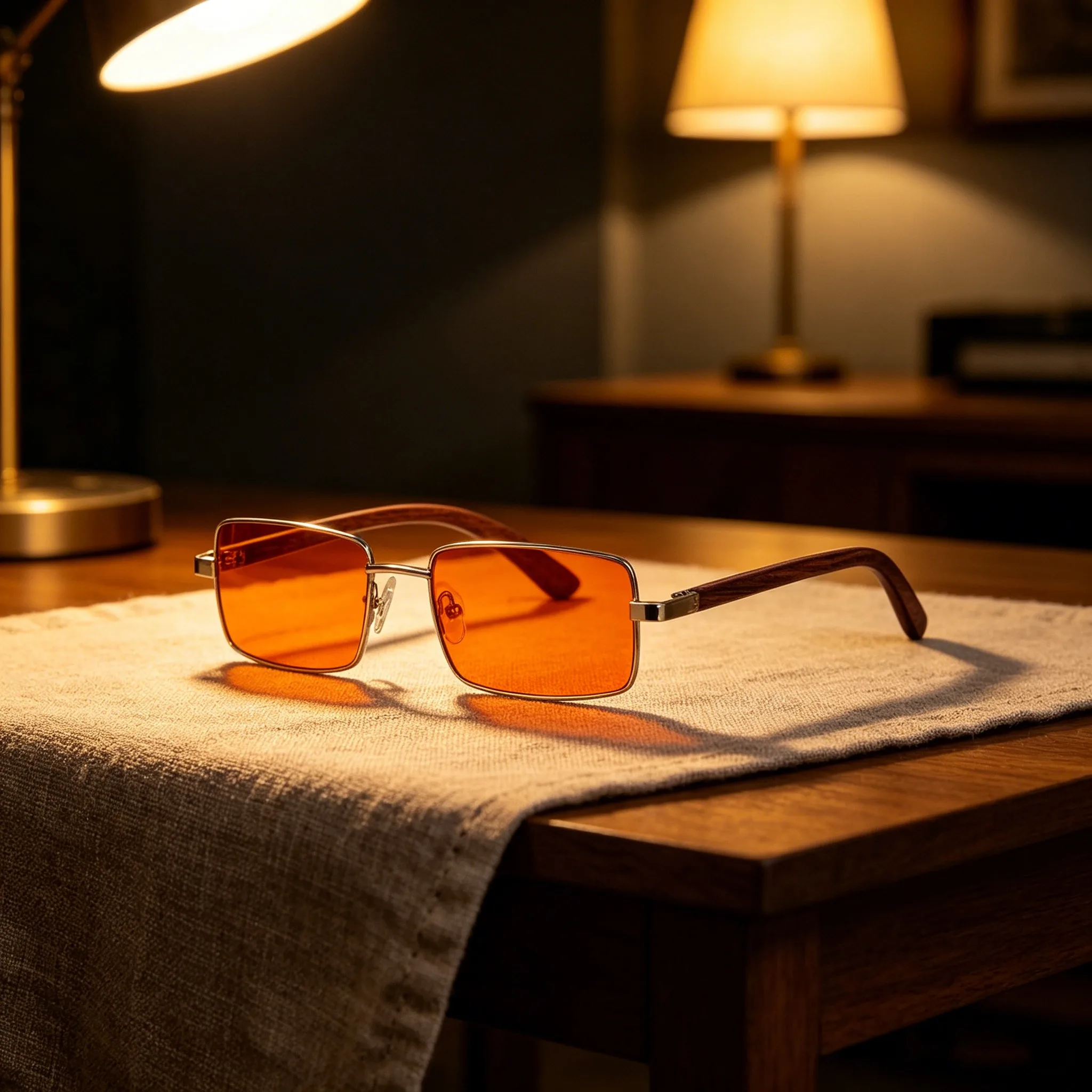 Trendy Men Custom Prescription Glasses Red Orange Lenses Blue Light Blocking Eye Strain Relief Good Sleep Eyewear