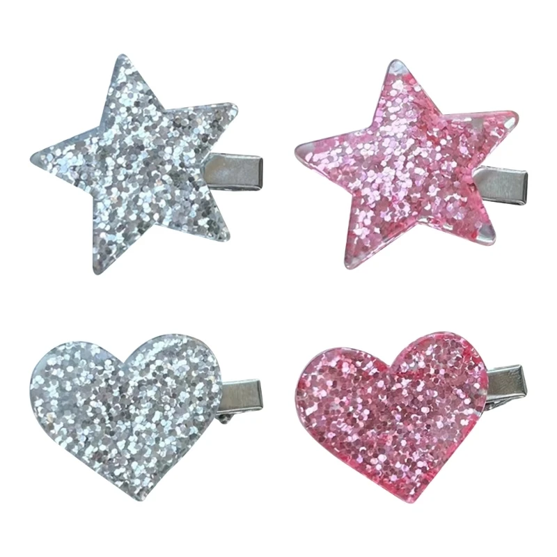 

N80C Blingbling Star Hairpins Hot Girls Heart Star Hair Clip Headdress Y2k Barrette Star Hair Clip for Women