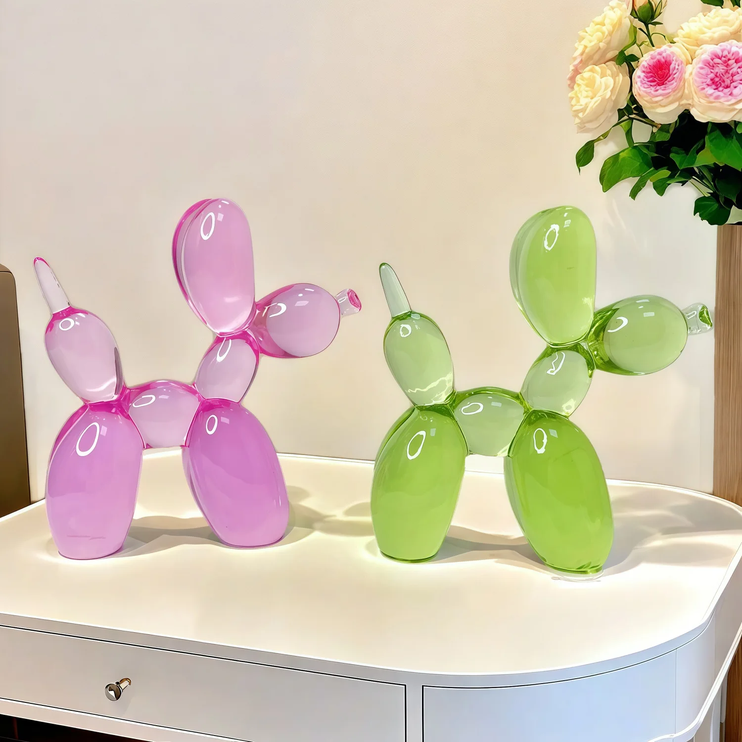 Figura Decorativa de Perro Globo Transparente Creativa, Adorno Abstracto para el Hogar, Escultura, Estatua, Decoración Interior para el Hogar y la Oficina