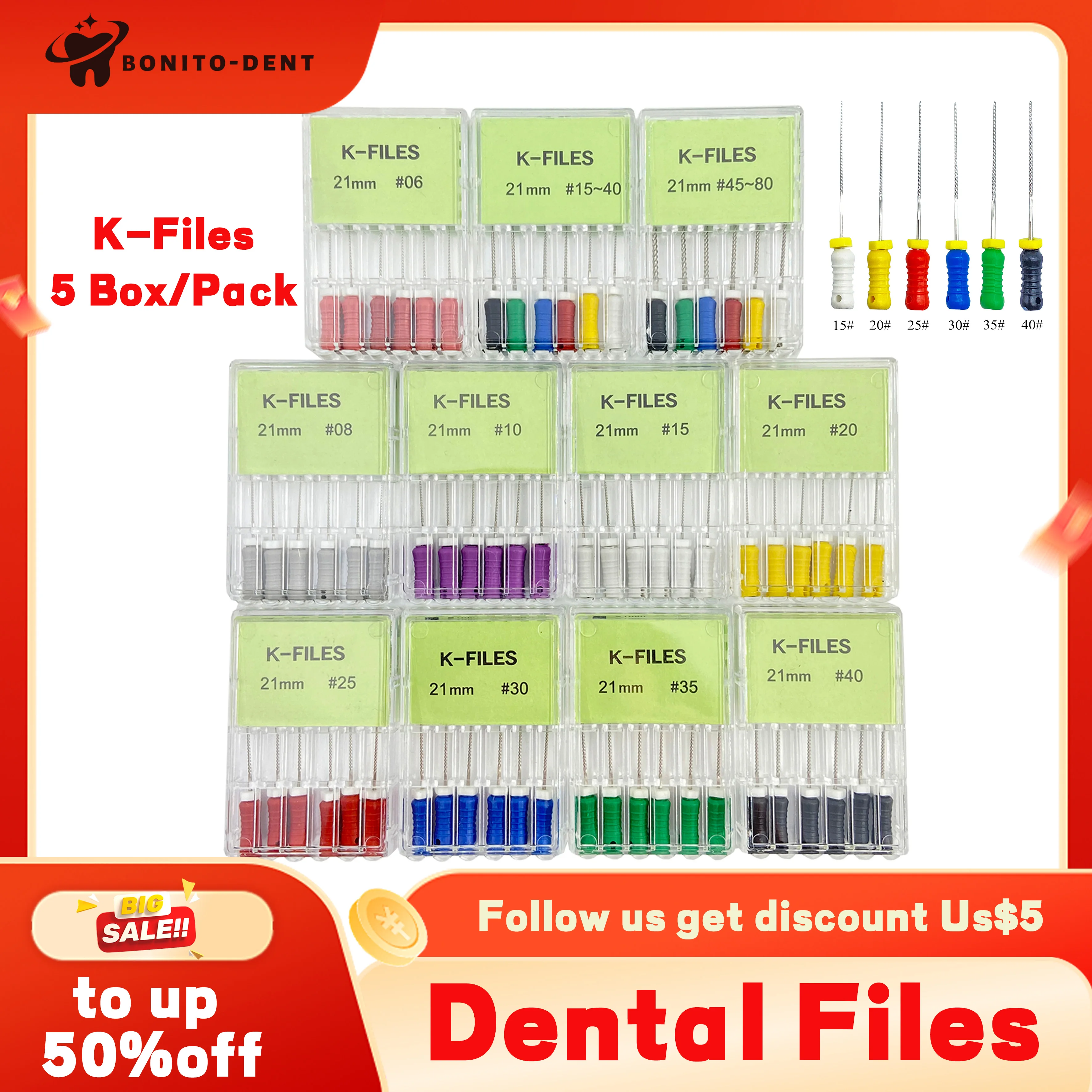 Dental Materials Stainless Steel K File 21/25mm Manual Root Canal K-Type Enlarging Needle High Temperature Sterilizable