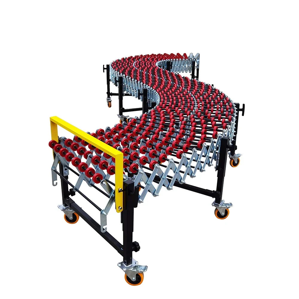 Durable Flexible Skate Wheel Conveyor with Swivel Wheels for Truck Vehicle Loading Unloading