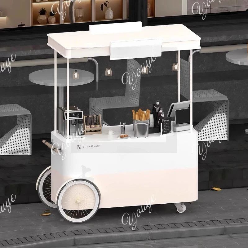 Display car props food car creative commercial street wrought iron mobile wrought iron multi-functional stall trolley