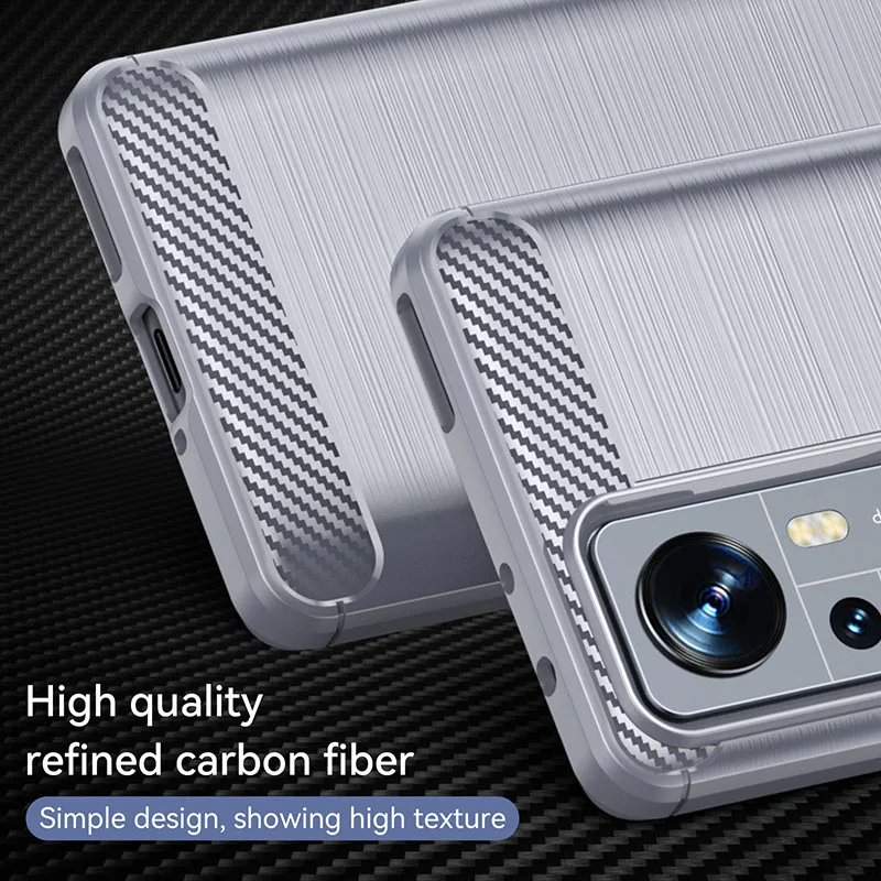 For Xiaomi 12 Pro Case Carbon Fiber Shockproof Soft Silicone Cover for Xiaomi 12 Pro Case For Xiaomi 12 Xiaomi 12 Ultra Mi 12X