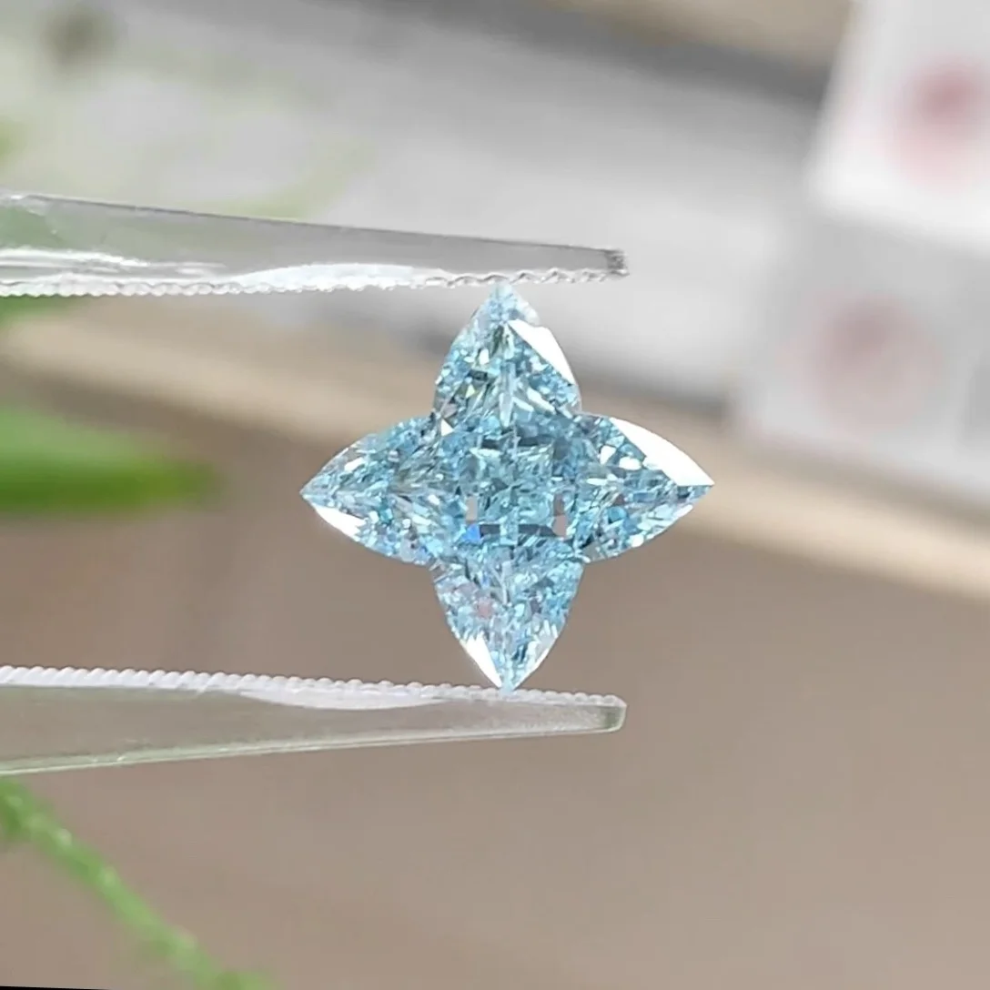 IGI 3.13CT Blue Flower Shape LGD CVD Diamonds Stone Wholesale Fancy Intense Greenish Blue with igi Certificate Lab Grown Diamond