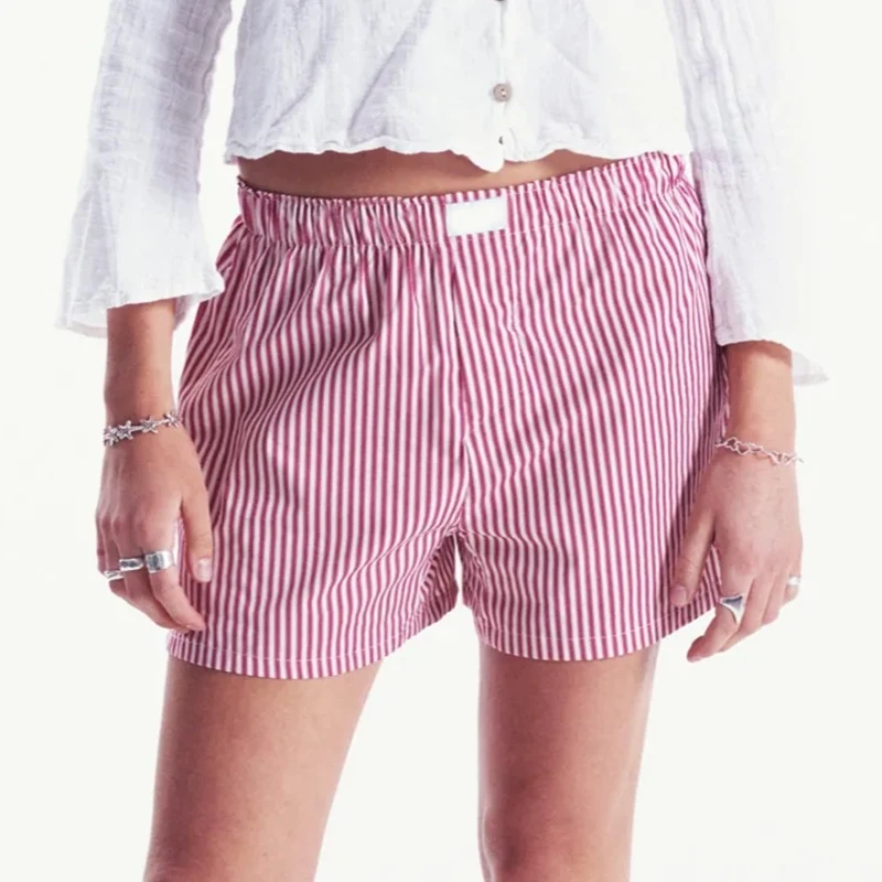 

Шорты для отдыха мужские в полоску, удобные штаны для сна с эластичным поясом, повседневные свободные спортивные короткие брюки, на лето