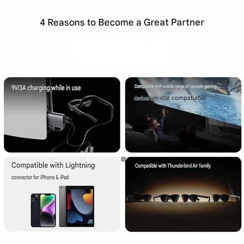 【A17Z】AR Glass Converter HDMI-Compatible Adapter Portable Adapter For Screen Compatibility Companion While Charging