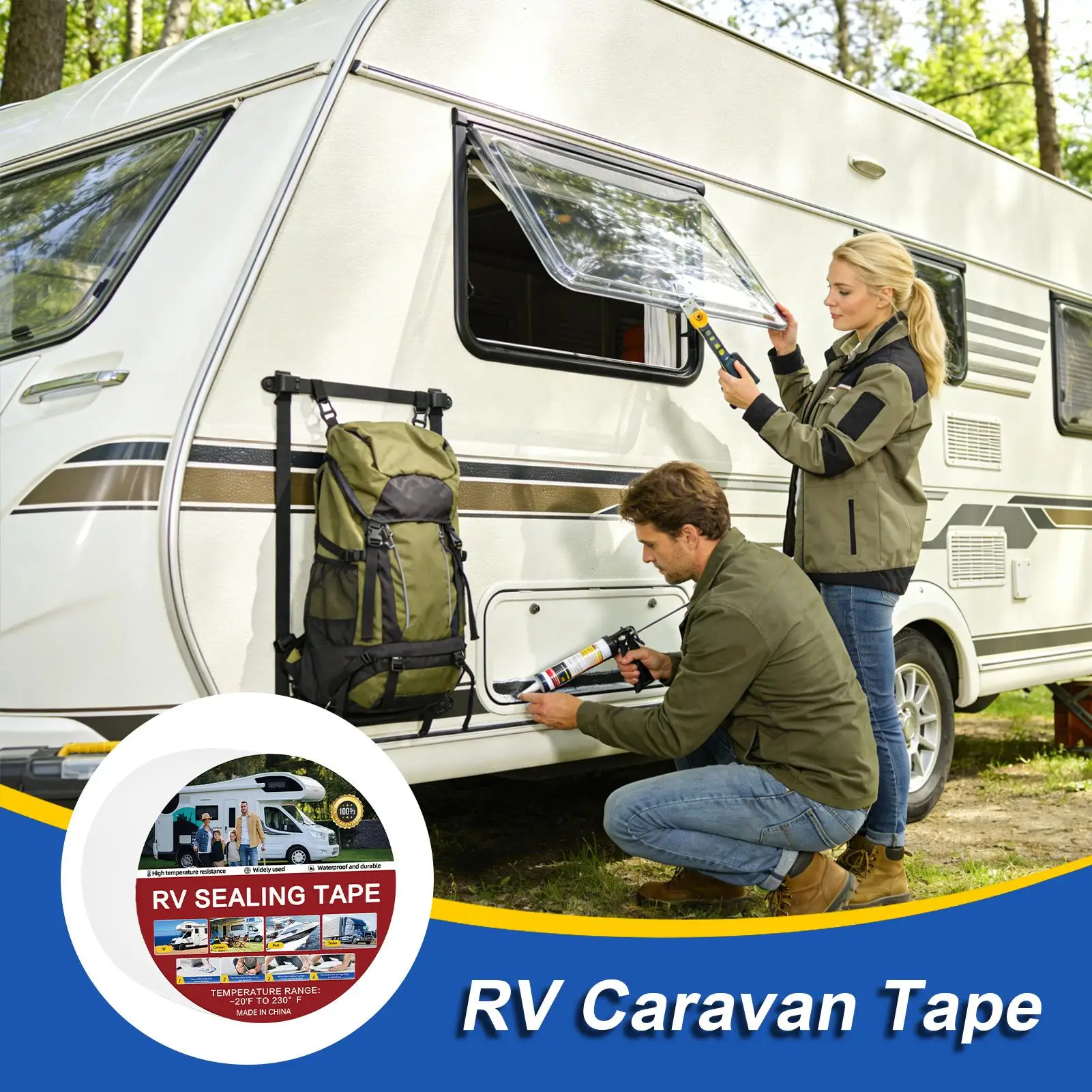 

RV Roof Tape Waterproof Camper Hole Repair RV Scratch Cover Tapes For Drivers Road Trips Repairers Travelers Professionals Women