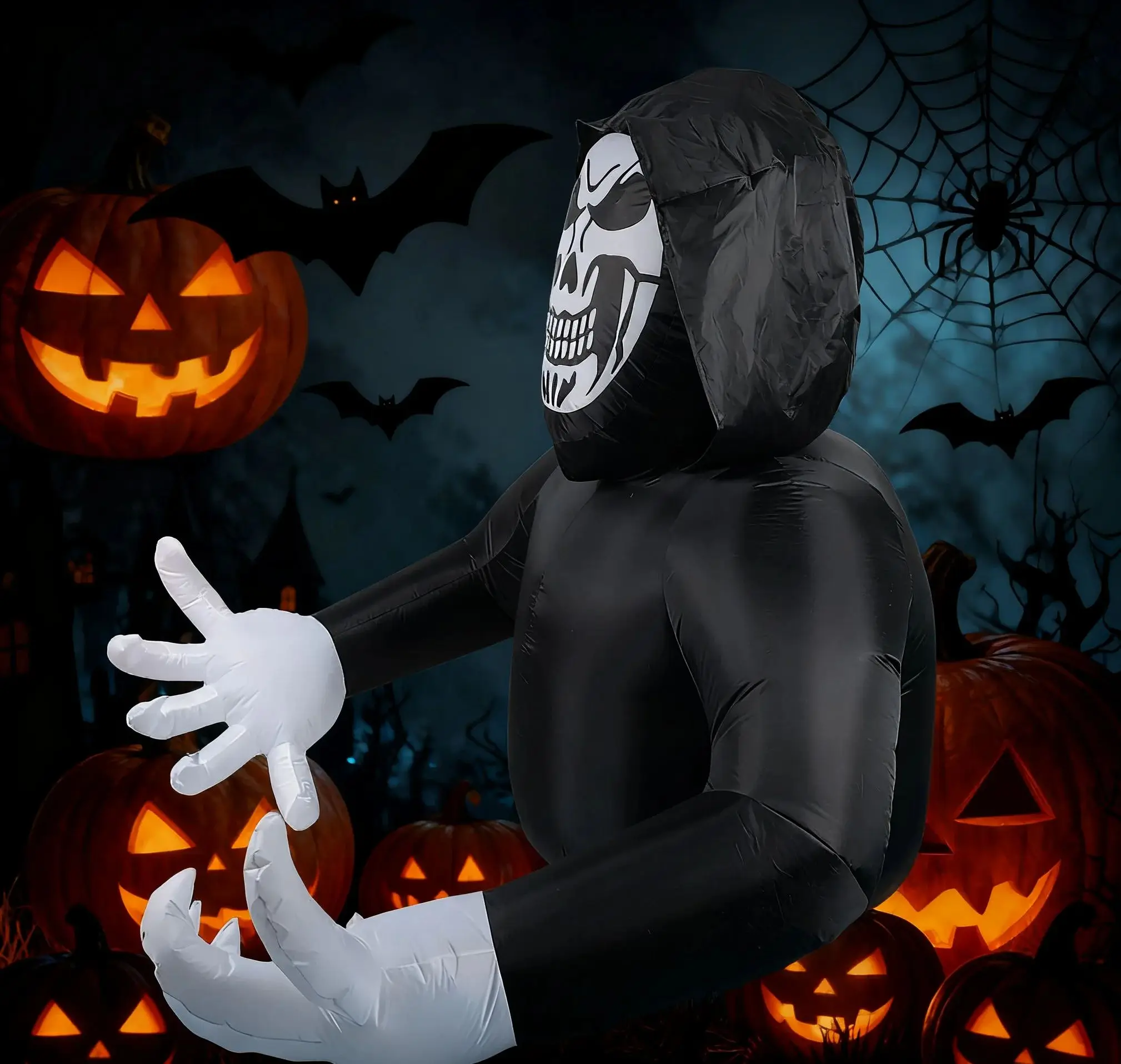 6.8 Ft Halloween Inflatable Decoration Grim Reaper Spooky Ghost with LED Lights for Outdoor Garden Yard Lawn