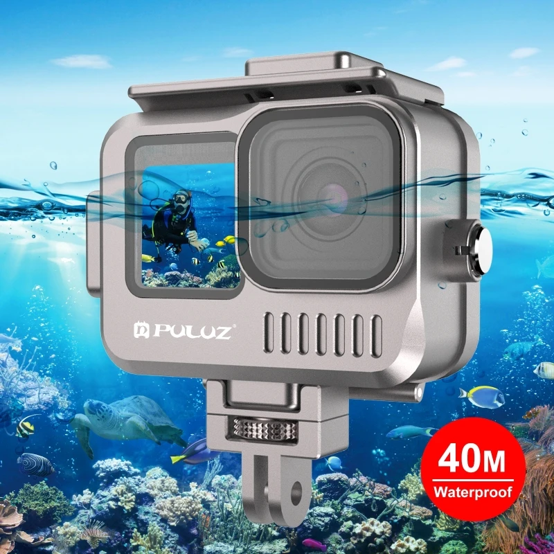 PULUZ 40m Aluminum Alloy Diving Case For GoPro Hero12 11 10 9 Black Action Camera Waterproof Housing Protective Protective Shell