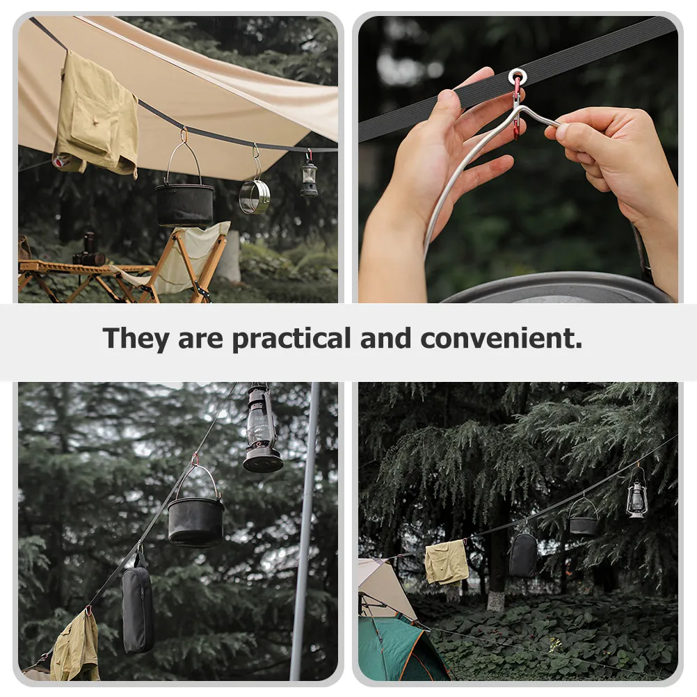 1Set Portable Camping Lanyard Compact Lightweight Tent Hanging Clothesline for Hammock Binding Tent Rod Canopy Windproof Use