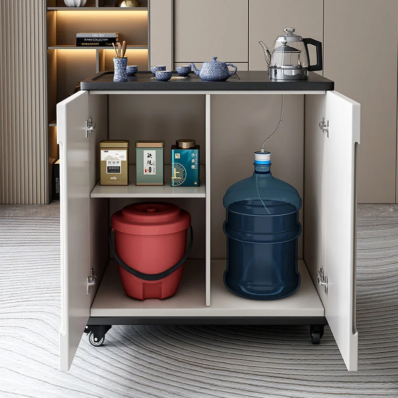 Balcony mobile retractable tea table table and chair combination kettle integrated rock slab coffee table household