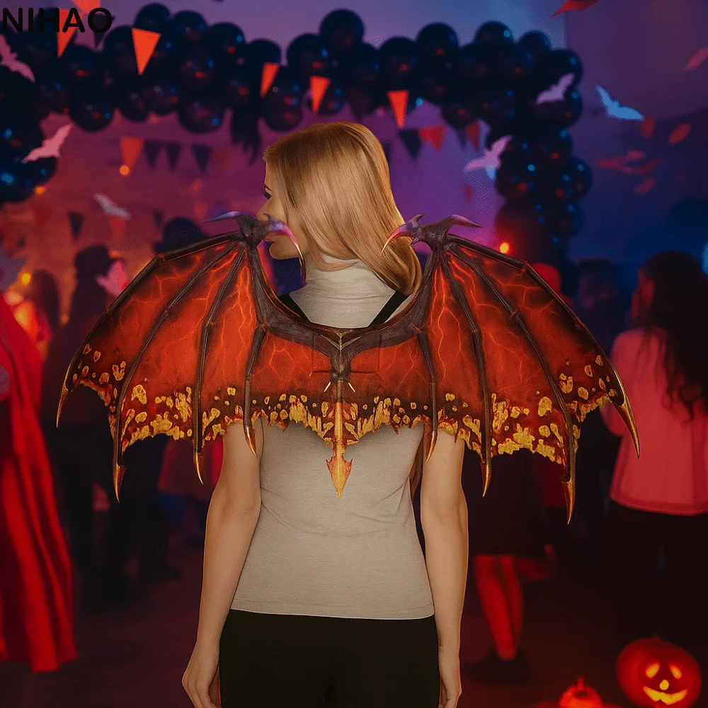 

Foldable Halloween Dragon Wing Non-woven Fabric Universal Masquerade Dragon Wing Unisex Elastic Band Cosplay Wing Costume Photo