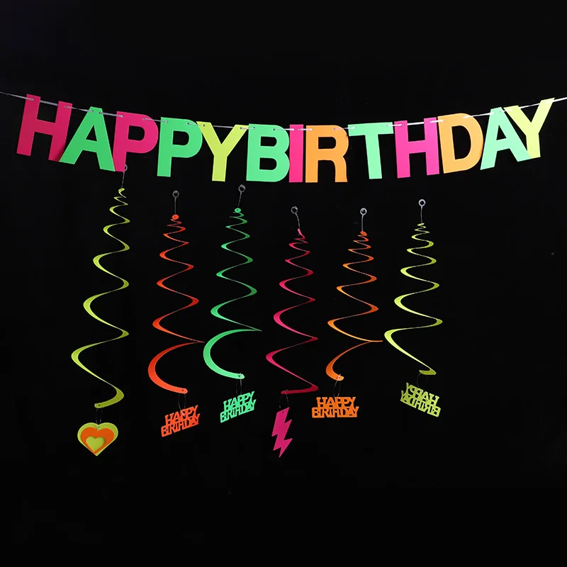 Guirnaldas de fiesta con brillo UV, serpentina de neón luminosa, luz negra, brillo reactivo en la oscuridad, decoración fluorescente para fiesta de cumpleaños y boda para niños