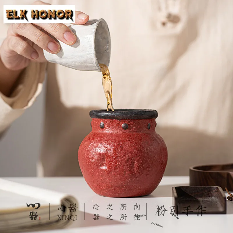 Handmade Power Yin Red Jianshui Tea Cup Wash Tea Dust Cylinder Barrel Household Chaxi Tea Services Accessories Decoration Gifts