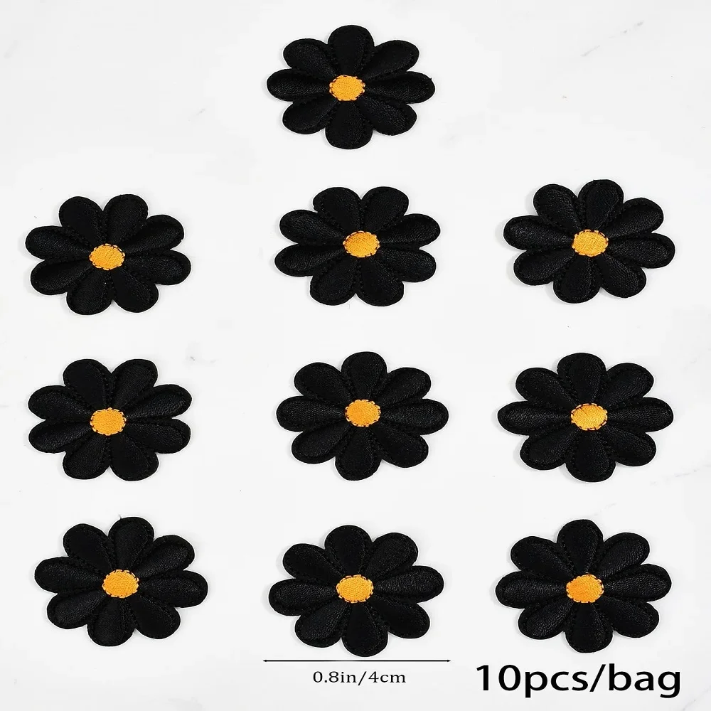 10pcs，White, black little Daisy cloth patch cartoon little chrysanthemum patch hand ledger diy accessories