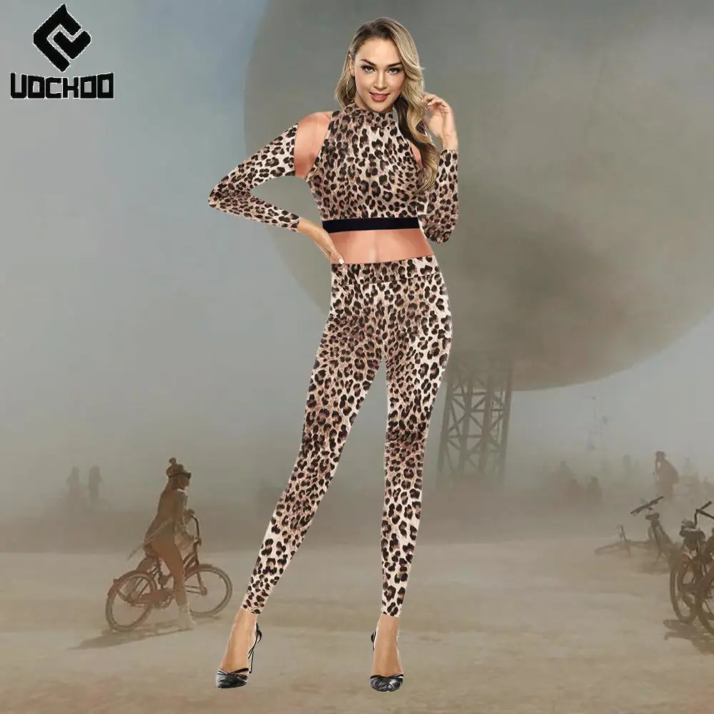 

Halloween Carnival Jumpsuit Leopard Cosplay Costume Festival Bodysuit Desert Party 3D Printing Animal Outfit Women Zentai